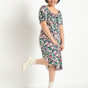 Eloquii Scoop Neck Floral Print Dress